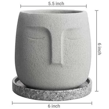 Modern Grey Concrete Head Design Plant Pot - MyGift