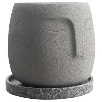 Modern Grey Concrete Head Design Plant Pot - MyGift