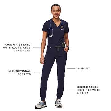 FIGS Zamora Jogger Style Scrub Pants for Women - Navy, M