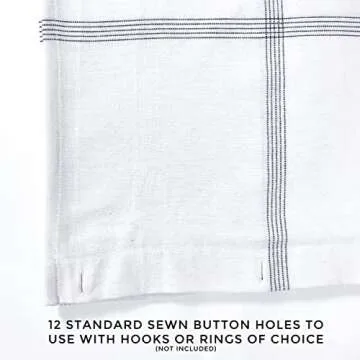 HALL & PERRY Shower Curtain with Fringe Tassels in Ellis Design- White Fabric with Black Grid Lines 100% Cotton 72/''x84/'', Ellis White and Black