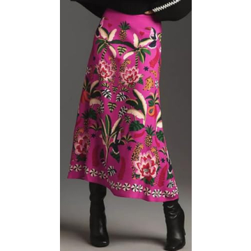 colarat Women's Floral Printed Midi Skirt Casual High Waist Zipper A Line Vintage Long Boho Skirt Dress (Large, Floral)