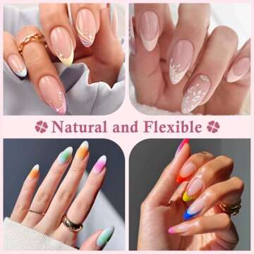 Luckyfairy Medium Almond Nail Tips: 504pcs Soft Gel Pre-Filed Acrylic Tips for Custom Manicures