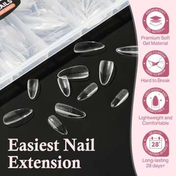 Luckyfairy Medium Almond Nail Tips - 504pcs Soft Gel Tips