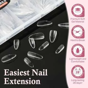 Luckyfairy Medium Almond Nail Tips - 504pcs Soft Gel Tips