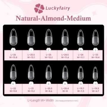 Luckyfairy Medium Almond Nail Tips - 504pcs Soft Gel Tips