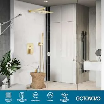 gotonovo Rainfall Bathroom Shower System Rain Shower Head and Handle Set Wall Mounted Shower Complet...