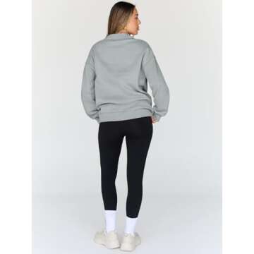 Trendy Queen Womens Oversized Sweatshirts Turtleneck Pullover Long Sleeve Hoodies Tops Fall Fashion Outfits 2024 Clothes GreyGreen M