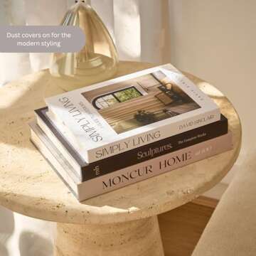 Moncur Home Decorative Coffee Table Books for Home Décor Accents Bookshelf Decor Mid Century Modern Fake Books For Decoration With Real Blank Pages Shelf Decor Aesthetic Removable Covers Set of 3