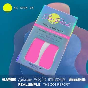 Under Eye Ultraviolet Protection UPF 50 - Sun Screen Silicone Patches For UV Protection & Face Sunscreen, Sun Face Patches For Sun Exposure, UV Shield Silicone Sun Block - UV-A 98.6% UV-B 99.8% - Sun Patch (1 Pack/4 Pairs) (1 Pack, Pink)