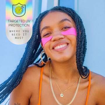 Under Eye Ultraviolet Protection UPF 50 - Sun Screen Silicone Patches For UV Protection & Face Sunscreen, Sun Face Patches For Sun Exposure, UV Shield Silicone Sun Block - UV-A 98.6% UV-B 99.8% - Sun Patch (1 Pack/4 Pairs) (1 Pack, Pink)