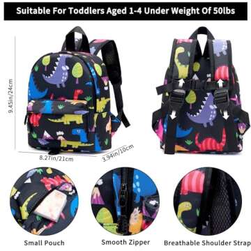 Accmor Toddler Harness Backpack Leash, 2 Pack Cute Dinosaur Kids Backpacks with Anti Lost Wrist Link...
