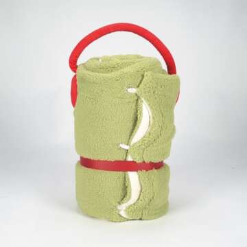 Department 56 Snowpinions Grinch SnowThrow Holiday Fleece Blanket, Christmas Throws Warm Cozy Soft Blanket Sherpa Holiday Gift, 60 by 45 Inches, Multicolor