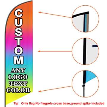 Custom Advertising Feather Flags - Personalized Logo Text Outside Business