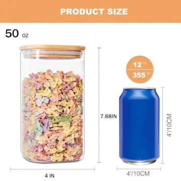 50 oz Glass Storage Jars with Airtight Bamboo Lid