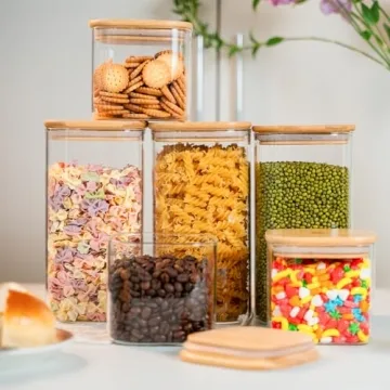 50 oz Glass Storage Jars with Airtight Bamboo Lid
