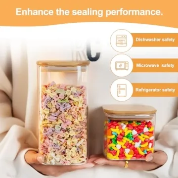 50 oz Glass Storage Jars with Airtight Bamboo Lid