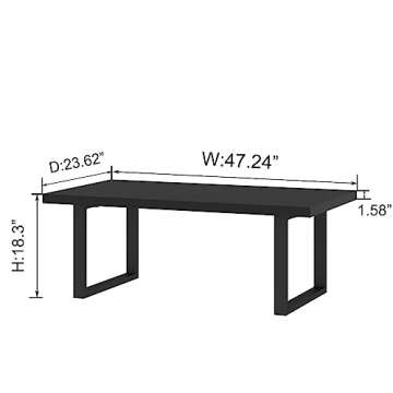 IBF Modern Black Coffee Table - Minimalist Farmhouse Style for Living Room