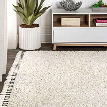 JONATHAN Y MCR100D-8 Mercer Shag Plush Tassel Indoor Area-Rug Bohemian Modern Contemporary Solid Eas...