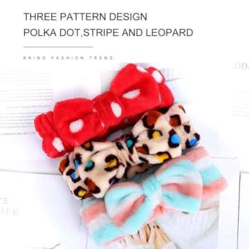 LADES Soft Skincare Headband – Adjustable, Comfortable & Stretchy Fabric, Cute Patterns for Makeup, Facial – Non-Slip, Headband for Hair Control
