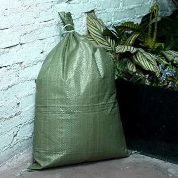 Shappy 100 Pieces Empty Sandbag Heavy Duty Flooding Outdoor Woven Polypropylene Sand Bags with Solid Ties for UV Protection Emergency Situation Roadblock Building Construction, 26 x 14 Inches (Green)