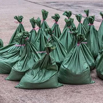 Shappy 100 Pieces Empty Sandbag Heavy Duty Flooding Outdoor Woven Polypropylene Sand Bags with Solid Ties for UV Protection Emergency Situation Roadblock Building Construction, 26 x 14 Inches (Green)