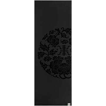 Gaiam Dry-Grip Yoga Mat - 5mm Thick Non-Slip Exercise & Fitness Mat for Standard or Hot Yoga, Pilates and Floor Workouts - Cushioned Support, Non-Slip Coat - 68 x 24 Inches - Black