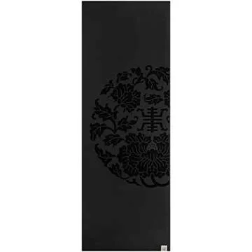 Gaiam Dry-Grip Yoga Mat - 5mm Thick Non-Slip Exercise & Fitness Mat for Standard or Hot Yoga, Pilates and Floor Workouts - Cushioned Support, Non-Slip Coat - 68 x 24 Inches - Black