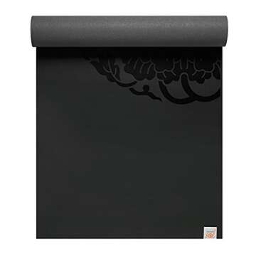 Gaiam Dry-Grip Yoga Mat - 5mm Thick Non-Slip Exercise & Fitness Mat for Standard or Hot Yoga, Pilates and Floor Workouts - Cushioned Support, Non-Slip Coat - 68 x 24 Inches - Black