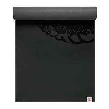 Gaiam Dry-Grip Yoga Mat - 5mm Thick Non-Slip Exercise & Fitness Mat for Standard or Hot Yoga, Pilates and Floor Workouts - Cushioned Support, Non-Slip Coat - 68 x 24 Inches - Black