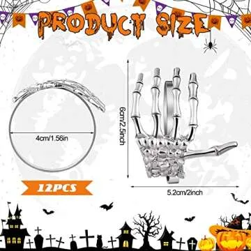12 Pcs Skeleton Hand Napkin Rings for Halloween Parties
