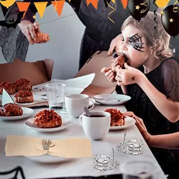 12 Pcs Skeleton Hand Napkin Rings for Halloween Parties