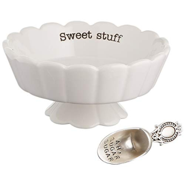 Mud Pie Ceramic Candy Dish with Silver Scoop