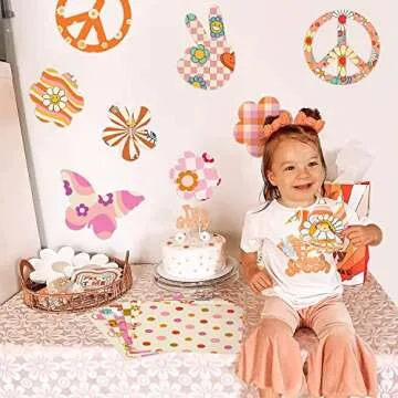 Haooryx 60pcs Groovy Hippie Pattern Paper Retro Boho Rainbow Scrapbook Specialty Paper 11 Inch Double Sided Retro Floral Decorative Paper Giftwrap Decor