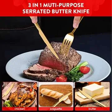 Gold Silverware Set for 6 - 30 Piece Stainless Steel Flatware