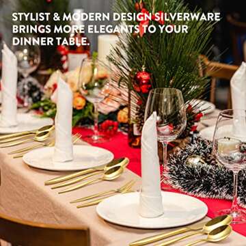 Gold Silverware Set for 6 - 30 Piece Stainless Steel Flatware