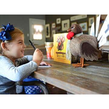 Turkey On The Table Thanksgiving Activity for Kids and Families (Includes Book, Turkey, Pen, & 13 Double Sided Feathers) - Give Thanks & Start a New Holiday Tradition - Doubles as Table Centerpiece
