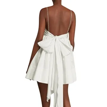 Stylish Y2K Open Back Mini Dress with Tie Back Bow