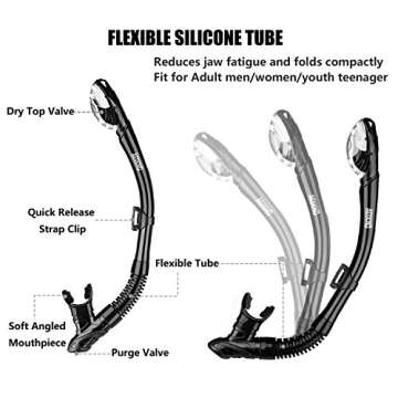 Aegend Dry Snorkel, Easy-Breath Free Diving Snorkel for Snorkeling Scuba Diving Freediving Swimming,...