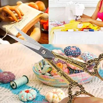 BIHRTC Vintage European Style Plum Blossom Scissors for Embroidery, Sewing, Craft, Art Work & Everyday Use (Gold)