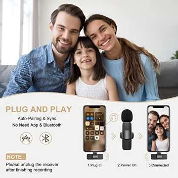 HMKCH Wireless Lavalier Microphone for iPhone iPad, Plug-Play Wireless Mic for Recording, Live Streaming, YouTube, TikTok, Facebook, Noise Reduction/No APP & Bluetooth Needed