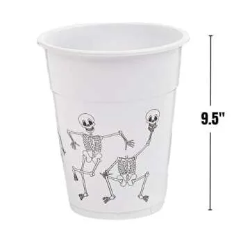 Skeleton Printed Disposable Cups (16 oz - 50 cups) Halloween Party Supplies