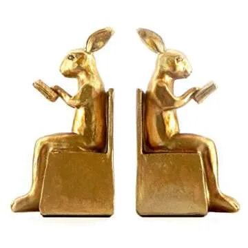 Bellaa Rabbit Bookends for Reading Enthusiasts and Decor