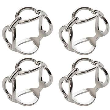 C&F Home Silver Chain Link Napkin Ring Set - 4 Elegant Holders