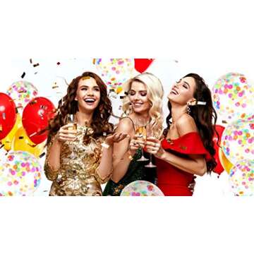 24 Pieces Rainbow Multicolor Confetti Balloons | PREFILLED 12 Inch Latex Party Balloons with Bright ...