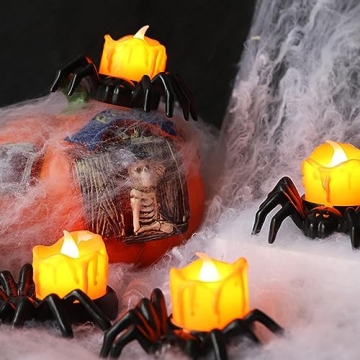 YBB 6 Pcs Spider Tea Lights for Halloween Fun