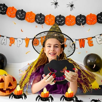 YBB 6 Pcs Spider Tea Lights for Halloween Fun