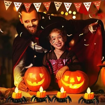 YBB 6 Pcs Spider Tea Lights for Halloween Fun