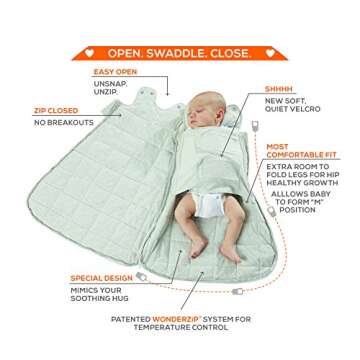 GUNAMUNA Swaddle Sack Transitional Sleeping Bag in Bamboo Rayon 1.0 TOG, for Newborn to 3 Months, Pink XO
