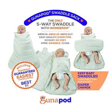 GUNAMUNA Swaddle Sack Transitional Sleeping Bag in Bamboo Rayon 1.0 TOG, for Newborn to 3 Months, Pink XO