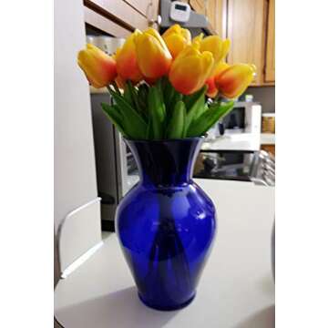 Floral Supply Online 10 5/8" Cobalt Blue Spring Garden Vase and Flower Guide Booklet- Decorative Gla...